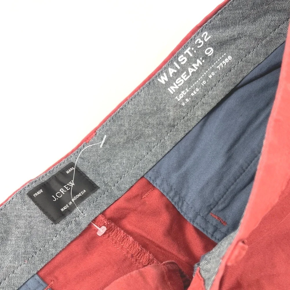J.Crew Re-Imagined Mens Chino Shorts Red Size 32 9 Inch Inseam Stretch Cotton
